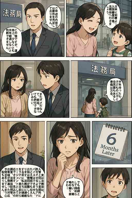 国籍留保しなかった場合で国籍取得できないケースの説明マンガ