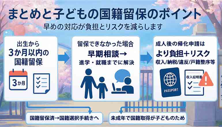 国籍留保→国籍選択と、国籍喪失→国籍取得の関係図