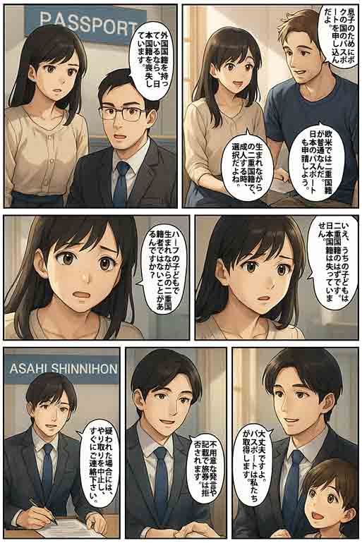 国籍喪失でパスポート拒否された場合のマンガ